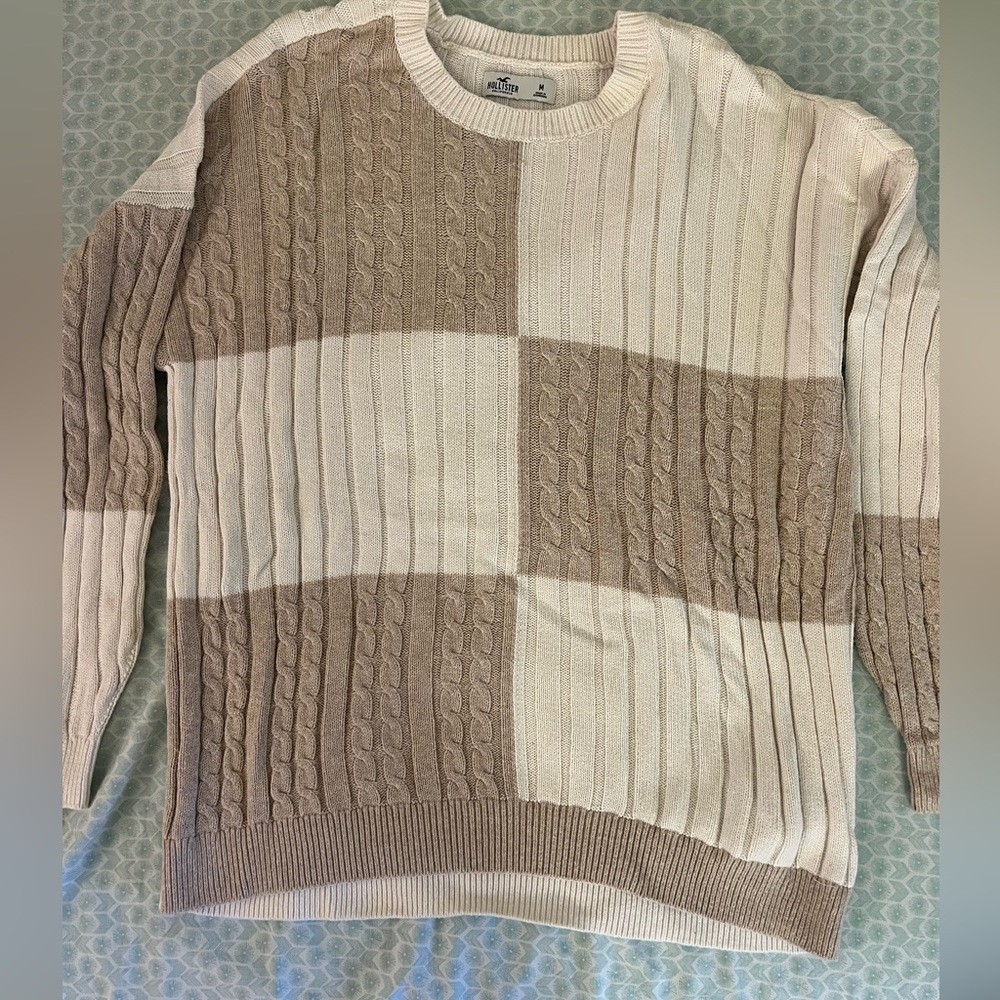 block style cable knit hollister sweater